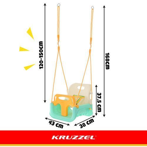 Детская качеля-трансформер 3-в-1 кремово-бирюзовая Kruzzel 27359 49830 фото