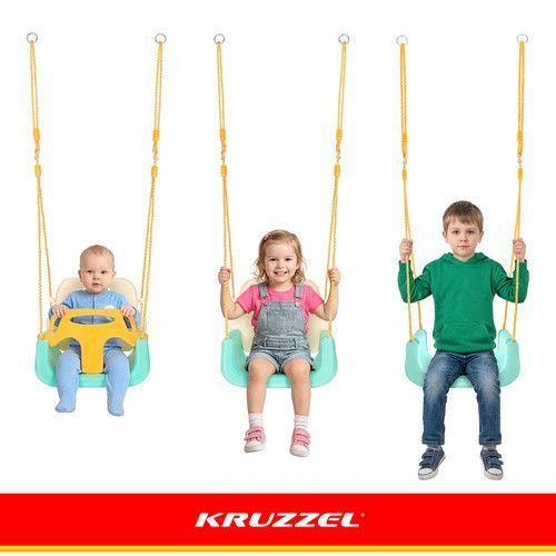 Детская качеля-трансформер 3-в-1 кремово-бирюзовая Kruzzel 27359 49830 фото