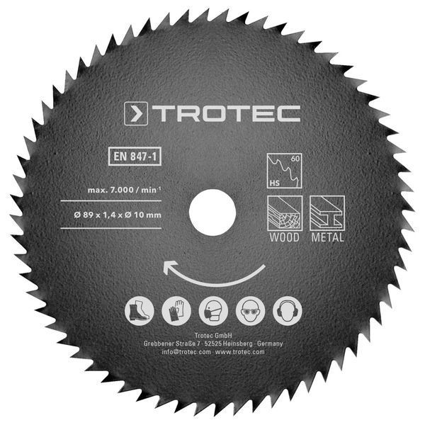Набор пильных дисков Trotec 1 HSS 89х10х1,4 HS60/HS80 Metal (2 шт) (6215001301) DAS2961 фото