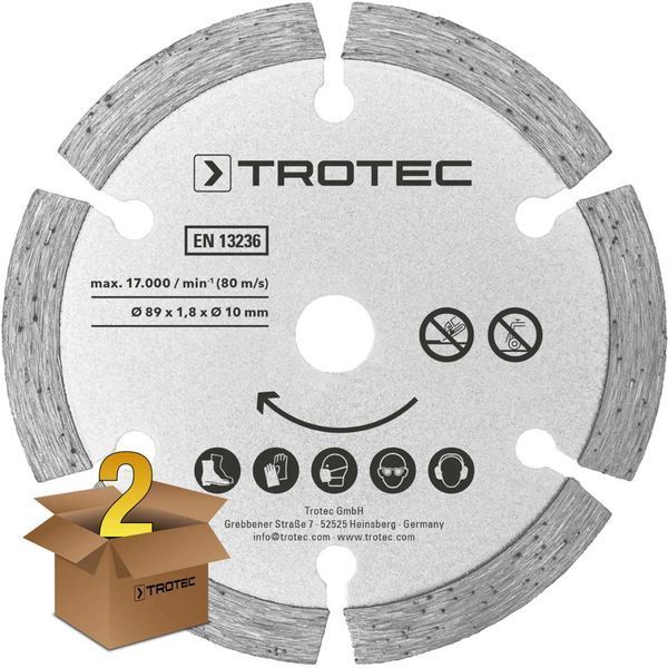 Диск отрезной алмазный Trotec 2 Diamond 89х10х1,8 (2 шт) (6215001302) DAS2962 фото