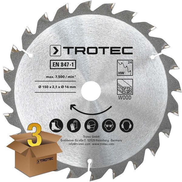 Диск пильный Trotec 150х16х2,1 HW24 Wood (3 шт) (6215001320) DAS2964 фото