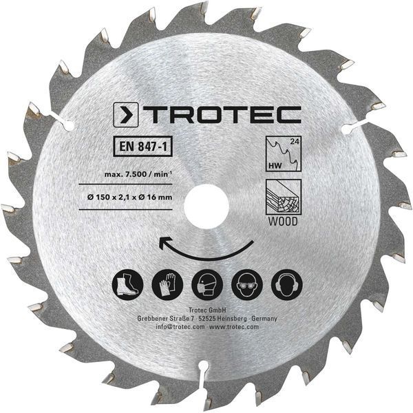 Диск пильный Trotec 150х16х2,1 HW24 Wood (3 шт) (6215001320) DAS2964 фото