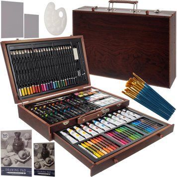 Большой набор для рисования 129 элементов Maaleo 21644 в деревянном чемодане 22080 фото