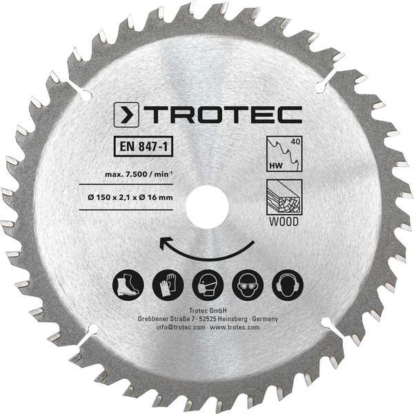 Диск пильный Trotec 150х16х2,1 HW40 Wood (3 шт) (6215001321) DAS2965 фото