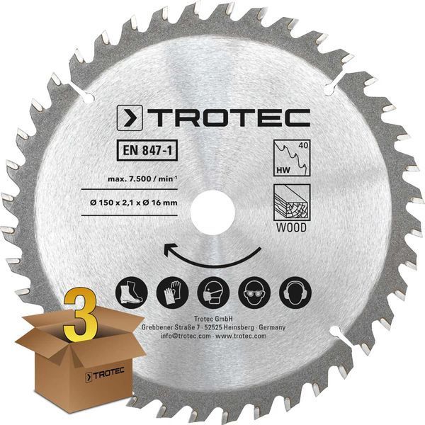 Диск пильный Trotec 150х16х2,1 HW40 Wood (3 шт) (6215001321) DAS2965 фото