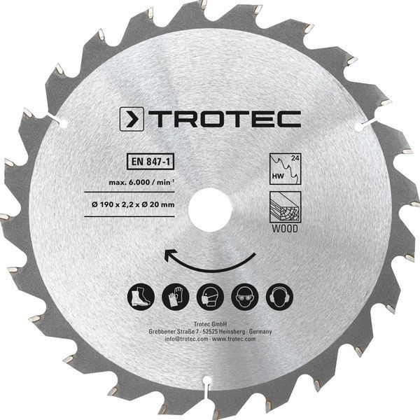 Диск пильный Trotec 190х20х2,2 HW24 Wood (3 шт) (6215001330) DAS2966 фото