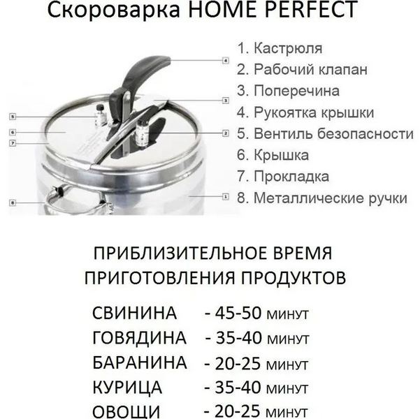 Скороварка з нержавіючої сталі 9 літрів Home Perfect, Туреччина 716 фото