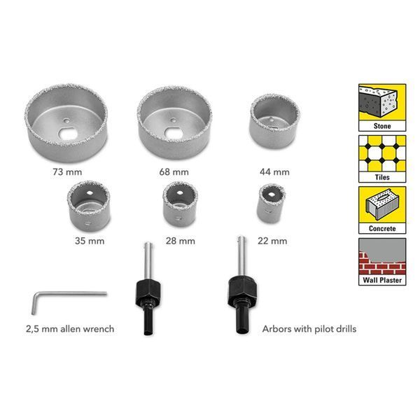 Набор сверл корончатых Trotec Carbid Set (6215001350) DAS2969 фото