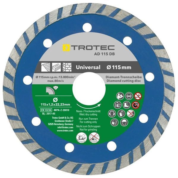 Набор отрезных алмазных дисков Trotec 110/115х22.23х1.2 (4 шт) (6225001121) DAS2971 фото
