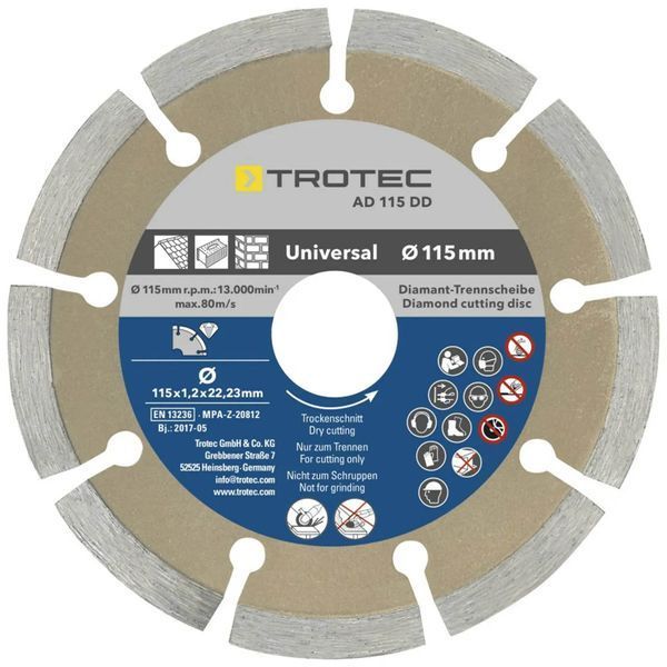 Набор отрезных алмазных дисков Trotec 110/115х22.23х1.2 (4 шт) (6225001121) DAS2971 фото