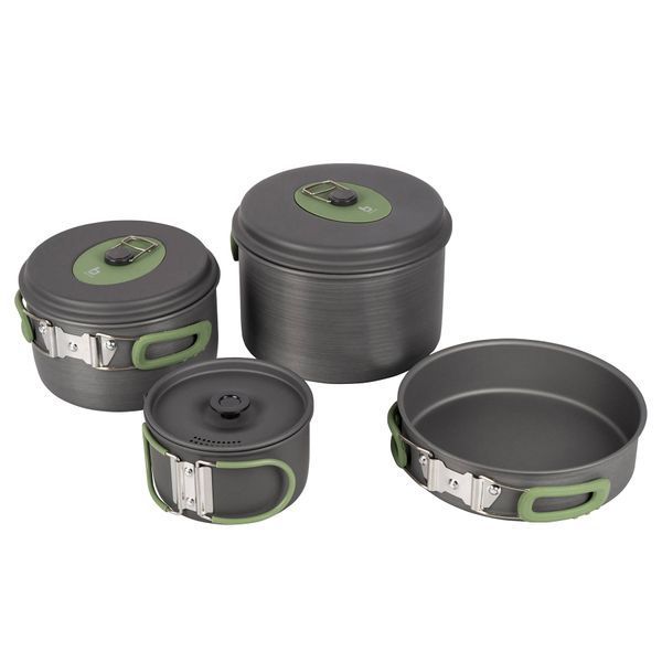 Набір посуду Bo-Camp Explorer 4 Pieces Hard Anodized Grey/Green (2200244) DAS1329 фото