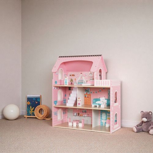 Деревянный большой кукольный домик с LED-подсветкой KRUZZEL 26364 38714 фото