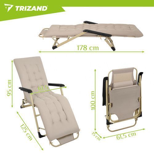 Складной садовый шезлонг 60x177x30 см Trizand 27553 49555 фото