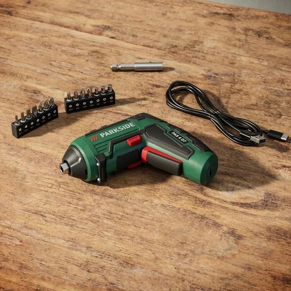 Аккумуляторная отвертка Parkside PAS 4 D7 шуруповерт с насадками 4 V, 1500 mAh, 10 Nm, Германия 17805 фото