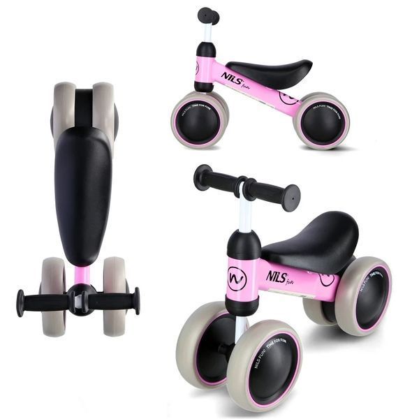 Беговел четырёхколёсный NILS Fun RB002 Розовый 26189 фото