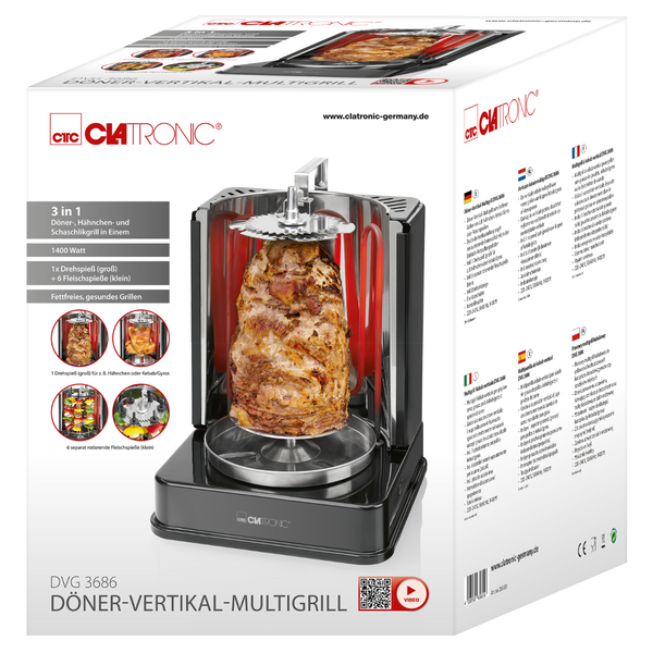 Электрошашлычница CLATRONIC DVG 3686 мультигриль, кебаб, шашлык, курица гриль 12288 фото