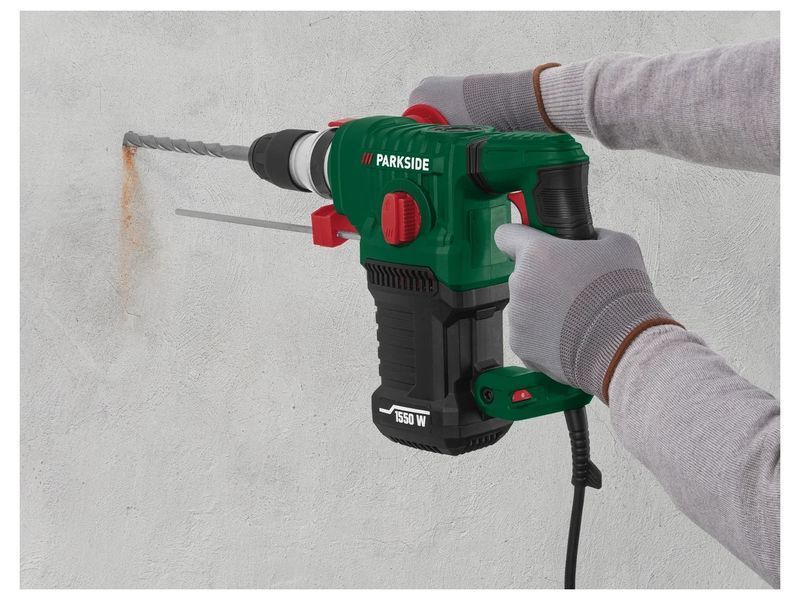 Перфоратор Parkside PBH 1550 C1 SDS-Plus ударная дрель 1550 Вт с долотом и набором сверл Германия 23758 фото
