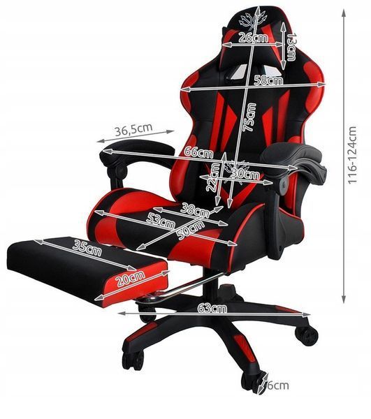 Кресло геймерское с подставкой для ног Malatec Dunmoon 8979 RED 14896 фото