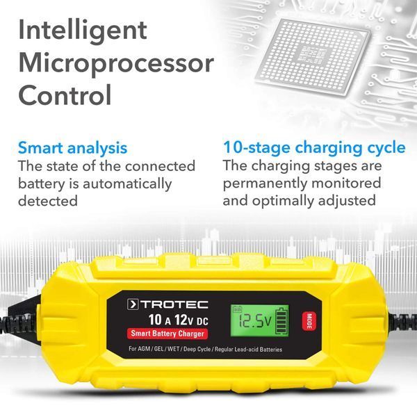 Зарядное устройство для автомобильного аккумулятора Trotec PBCS 10A, 12V, 4-200Ah (4675000015) DAS2858 фото