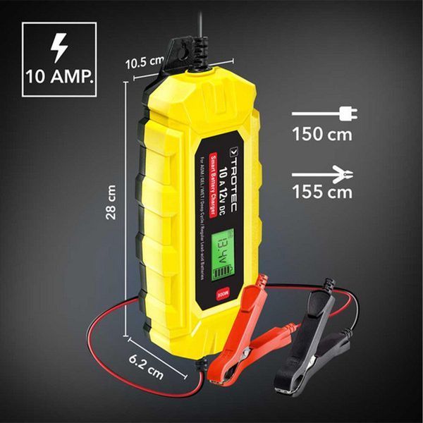 Зарядное устройство для автомобильного аккумулятора Trotec PBCS 10A, 12V, 4-200Ah (4675000015) DAS2858 фото