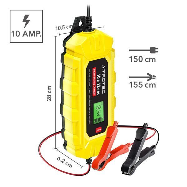 Зарядное устройство для автомобильного аккумулятора Trotec PBCS 10A, 12V, 4-200Ah (4675000015) DAS2858 фото