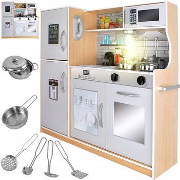 Кухня детская деревянная Kruzzel 22115 с посудой и светом БЕЖЕВАЯ 25548 фото