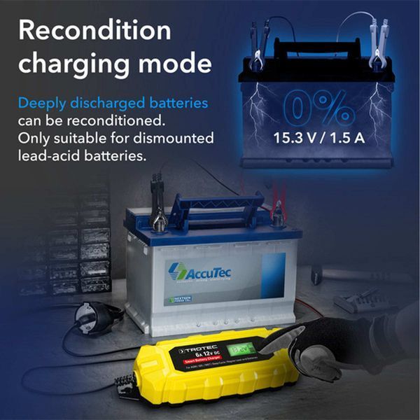 Зарядное устройство для автомобильного аккумулятора Trotec PBCS 6A, 12V, 4-150Ah (4675000010) DAS2859 фото
