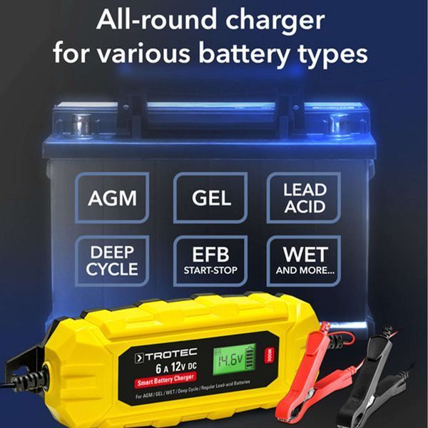 Зарядное устройство для автомобильного аккумулятора Trotec PBCS 6A, 12V, 4-150Ah (4675000010) DAS2859 фото