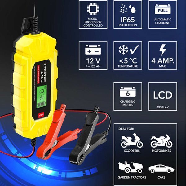 Зарядное устройство для автомобильного аккумулятора Trotec PBCS 4A, 12V, 4-120Ah (4675000005) DAS2860 фото