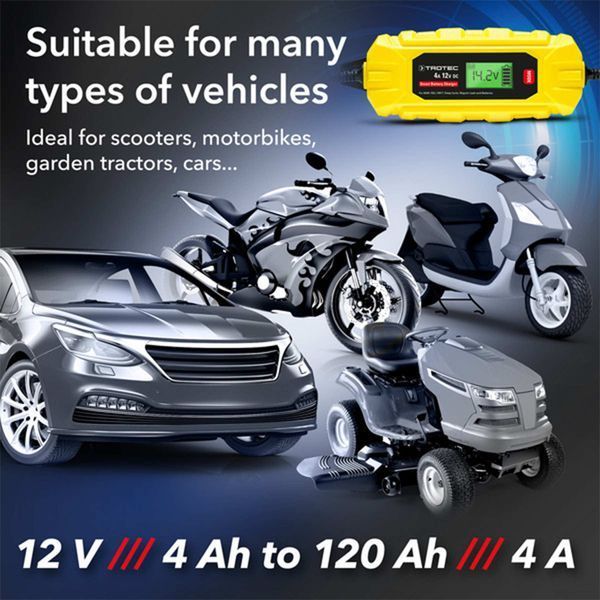 Зарядное устройство для автомобильного аккумулятора Trotec PBCS 4A, 12V, 4-120Ah (4675000005) DAS2860 фото