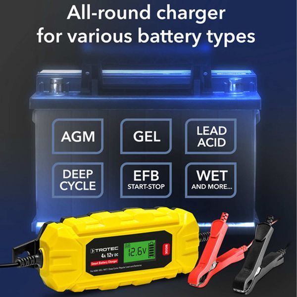 Зарядное устройство для автомобильного аккумулятора Trotec PBCS 4A, 12V, 4-120Ah (4675000005) DAS2860 фото
