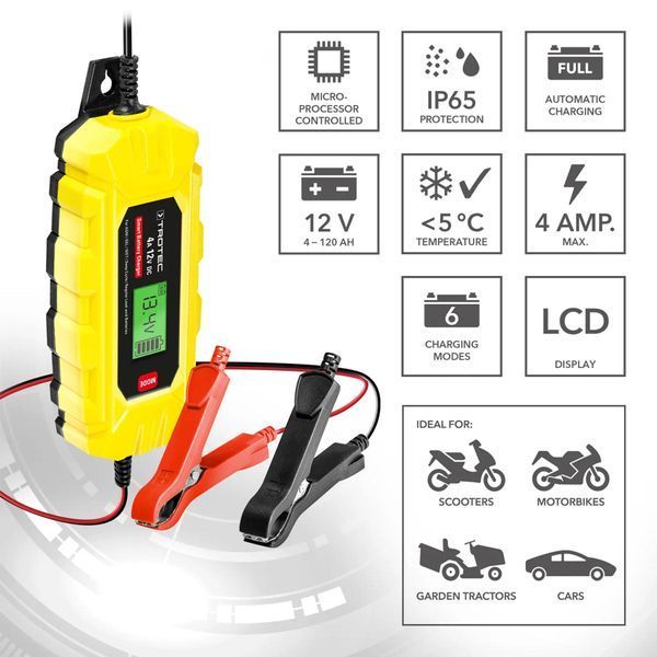 Зарядное устройство для автомобильного аккумулятора Trotec PBCS 4A, 12V, 4-120Ah (4675000005) DAS2860 фото