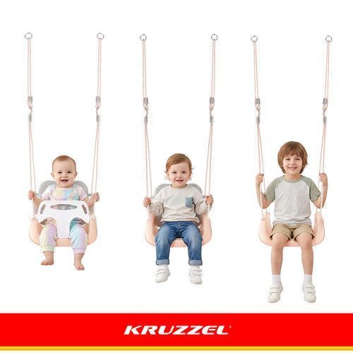 Детские качели-трансформер 3-в-1 серо-бежевая Kruzzel 27357 49852 фото