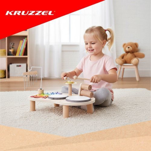 Деревянный развивающий музыкальный столик Kruzzel 26420 сенсорный Монтессори 40286 фото