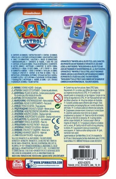 Настольная игра Spin Master Домино Щенячий патруль в жестяной коробке 6067468 12399 фото