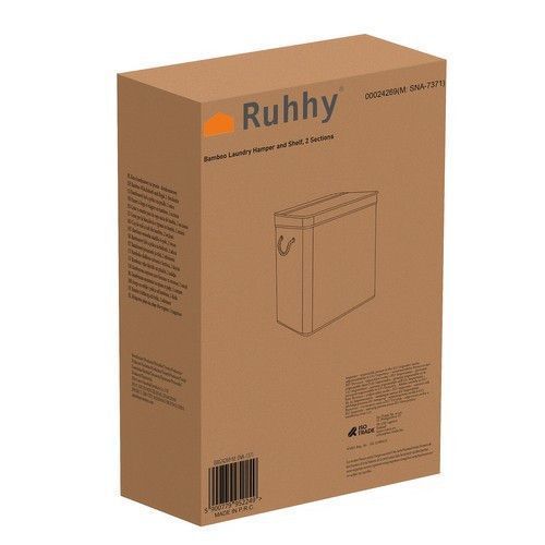 Бамбуковая корзина для белья Ruhhy 24269 на 100 л с двумя отделениями 25398 фото