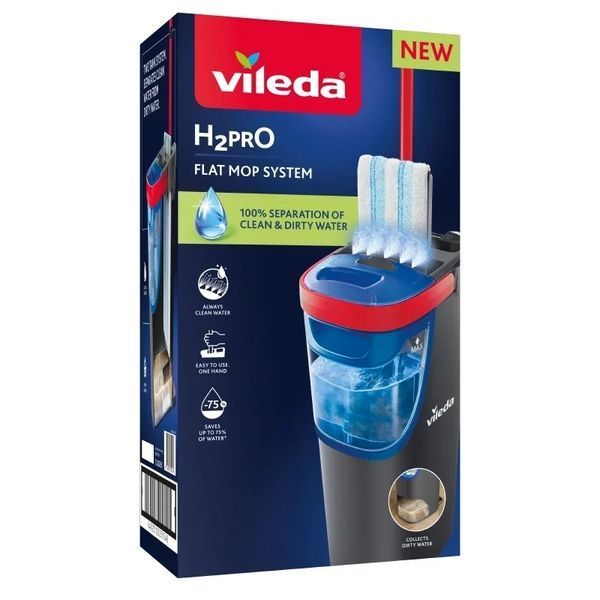 Набор для уборки Vileda H2prO плоская швабра двухкамерная технология ведра НОВИНКА 2025 40255 фото