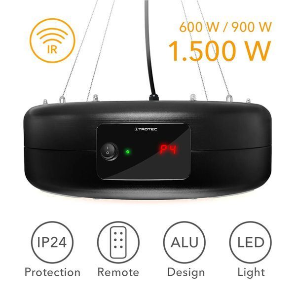 Обогреватель инфракрасный Trotec IR 1550 SC 1500W + LED Black (1410003812) DAS2835 фото