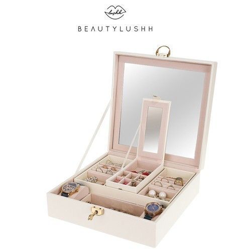 Шкатулка-органайзер для ювелирных изделий c зеркалом Beautylushh 8895 белая 22566 фото