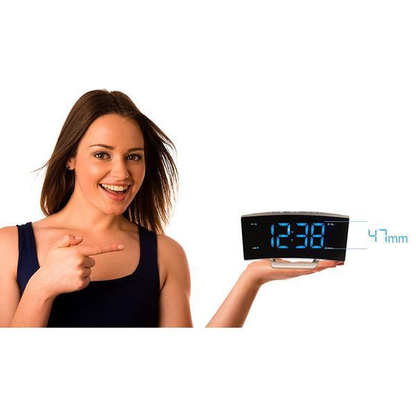 Годинник настільний з радіо Technoline WT460 Blue LED Black/Silver (WT460 blaue LED) DAS1615 фото