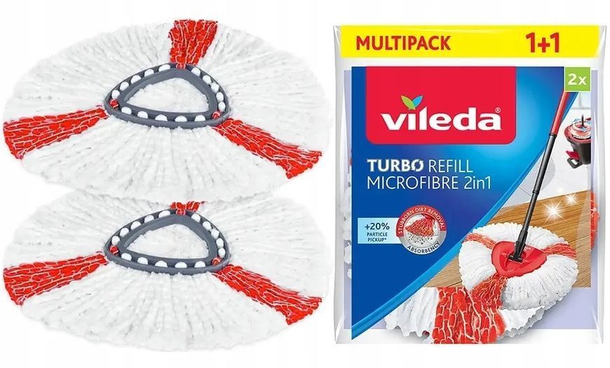 Насадки для швабры Vileda Turbo 2в1 2 шт. круглые 166142 28697 фото