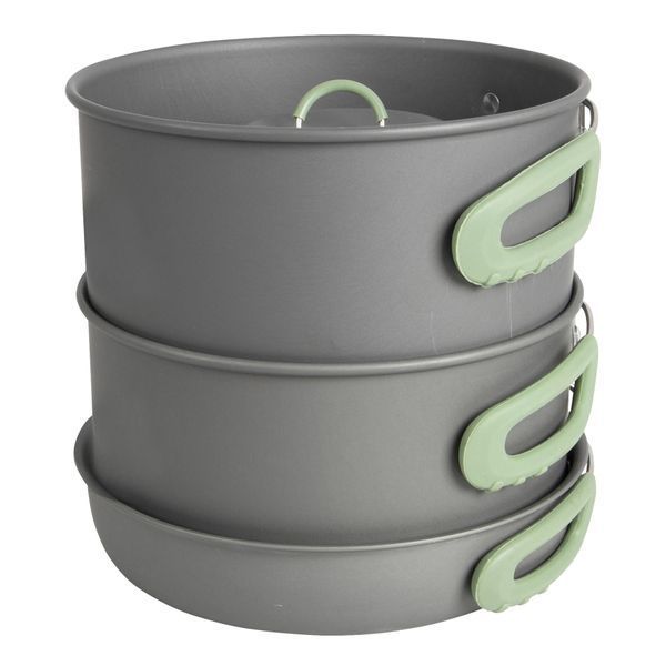 Набір посуду Bo-Camp Explorer XL 4 Pieces Hard Anodized Grey/Green (2200249) DAS1910 фото