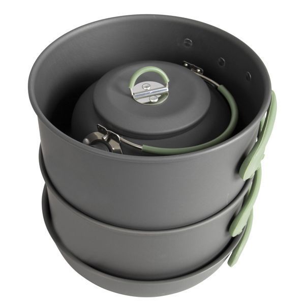 Набір посуду Bo-Camp Explorer XL 4 Pieces Hard Anodized Grey/Green (2200249) DAS1910 фото