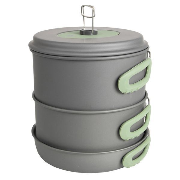 Набір посуду Bo-Camp Explorer XL 4 Pieces Hard Anodized Grey/Green (2200249) DAS1910 фото