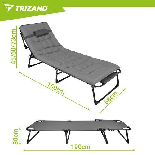 Складной садовый шезлонг 192x68x28 см Trizand 27633 50619 фото