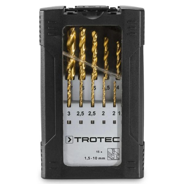 Набір свердел по металу Trotec 15 pieces HSS Metal Drill Set (6200001131) DAS2958 фото