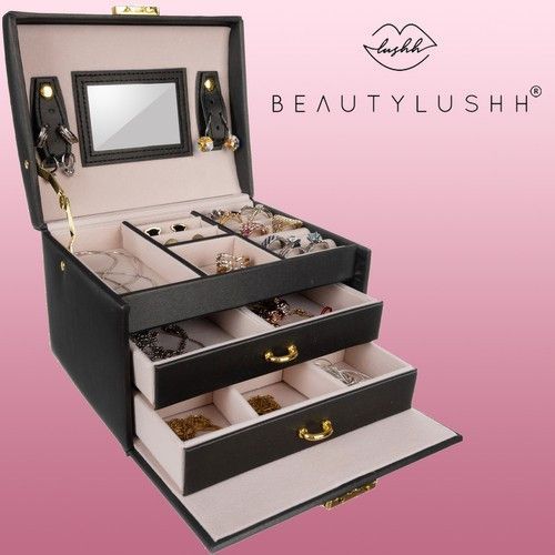 Шкатулка-органайзер для ювелирных изделий Beautylushh 6348 черная 22462 фото