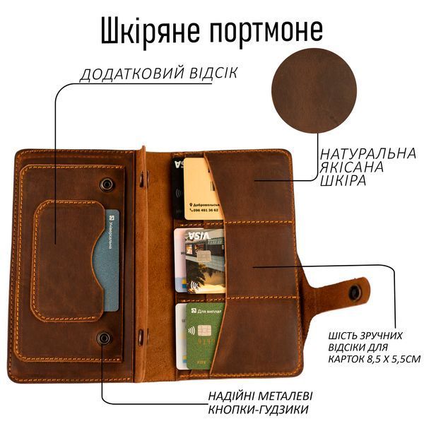Шкіряне портмоне "Крафт" ручної роботи з натуральної шкіри 710 фото